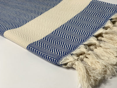Dark Blue Fish-Back design Turkish Towel 100% Cotton