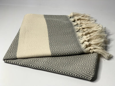 Grey Fish-Back design Turkish Towel 100% Cotton
